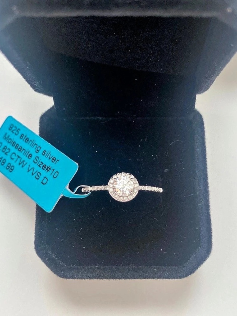 Moissanite Ring in Silver Size 10